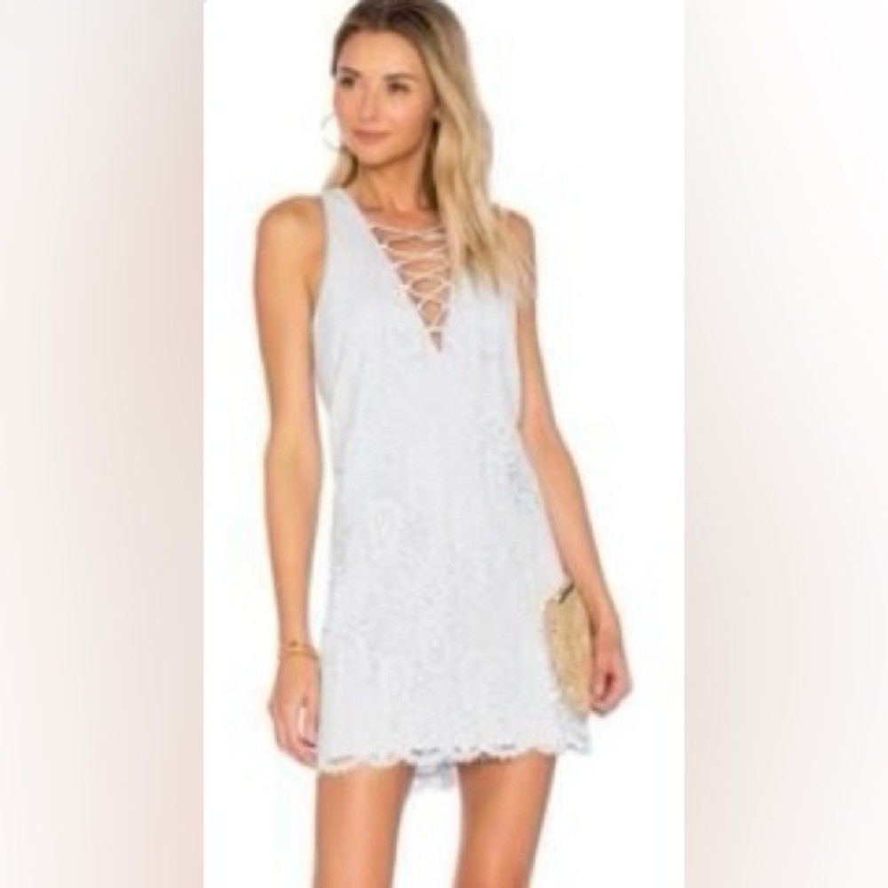 Lovers + Friends Escape Lace Mini Dress 
Powder Blue Y2K Size S